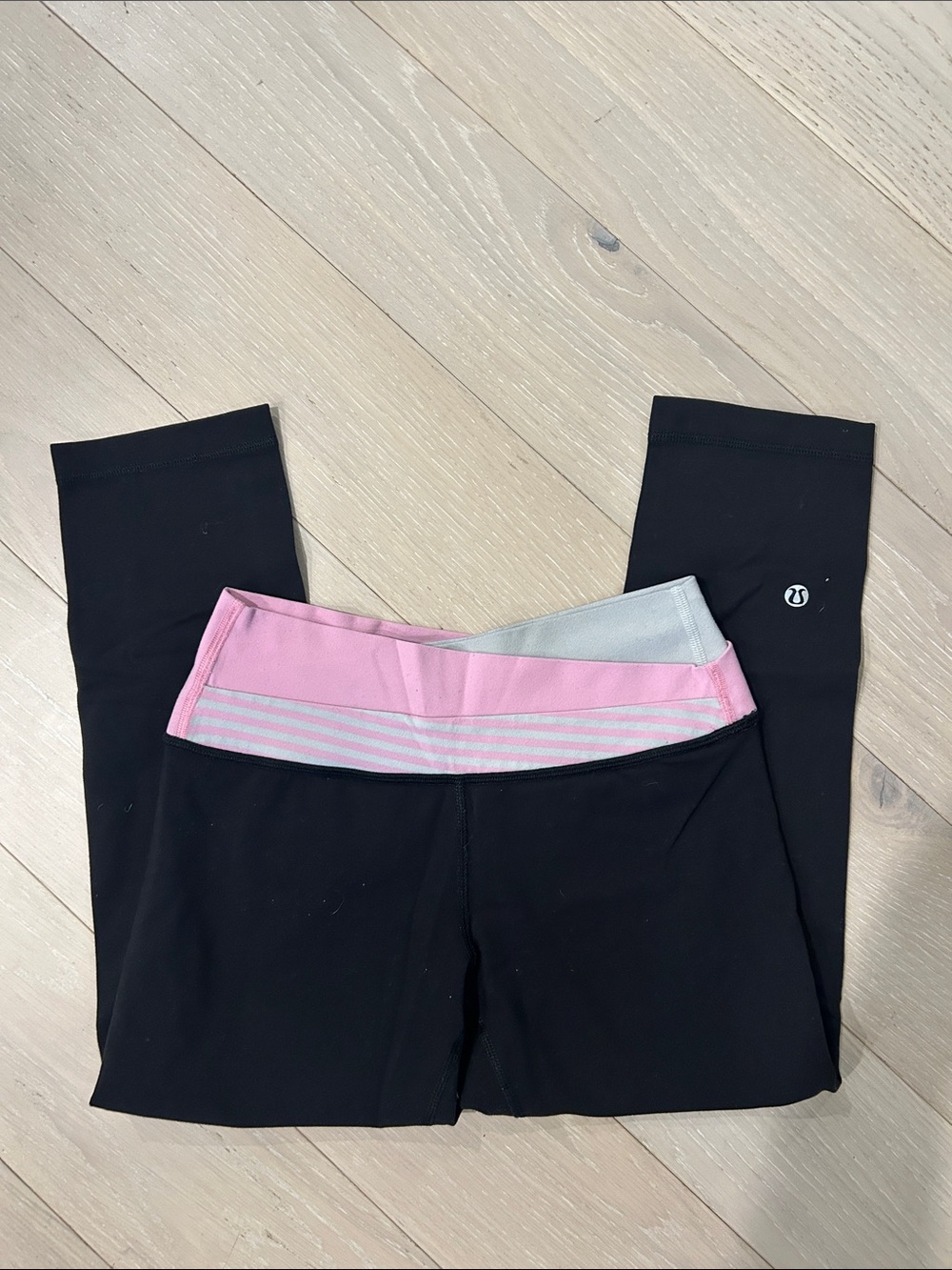 lululemon athletica Black Leggings with Pink Waistband